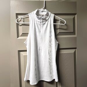 White Sleeveless Mock Neck Top